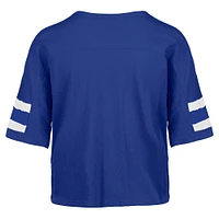 Women's '47 Royal Indianapolis Colts  Double Header Scout Cropped V-Neck T-Shirt