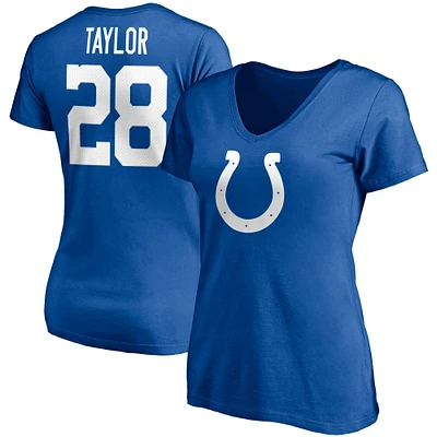 Fanatics pour femmes Jonathan Taylor Royal Indianapolis Colts Player Icon Nom et numéro T-shirt à col en V