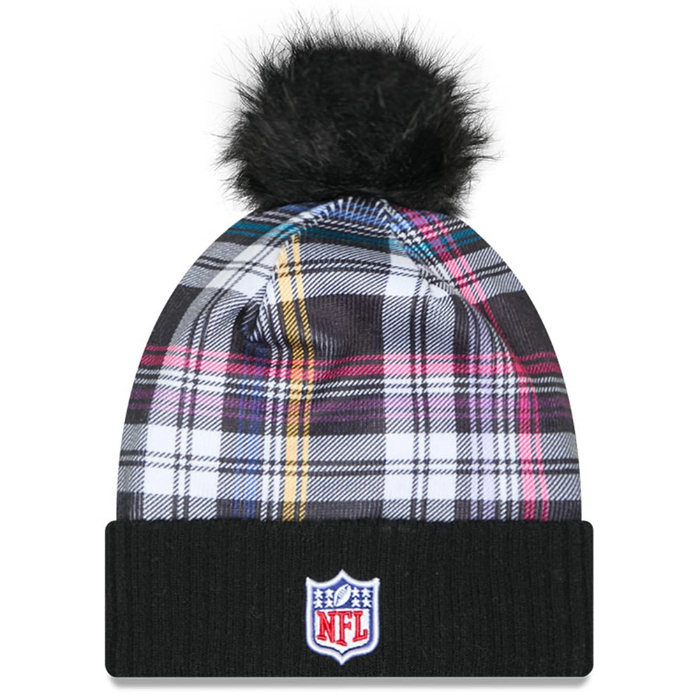 Women's New Era Black Indianapolis Colts 2024 NFL Crucial Catch Cuffed Knit Hat with Pom