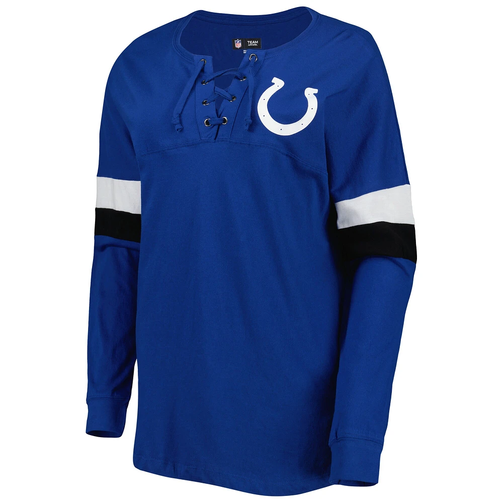 Women's New Era  Royal Indianapolis Colts Athletic Varsity Lightweight Lace-Up Long Sleeve T-Shirt