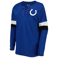 Women's New Era  Royal Indianapolis Colts Athletic Varsity Lightweight Lace-Up Long Sleeve T-Shirt