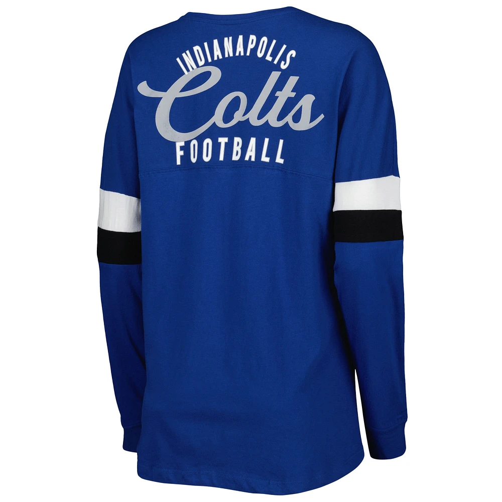 Women's New Era  Royal Indianapolis Colts Athletic Varsity Lightweight Lace-Up Long Sleeve T-Shirt