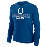 Women's Nike Royal Indianapolis Colts Modest Crop Performance Long Sleeve T-Shirt