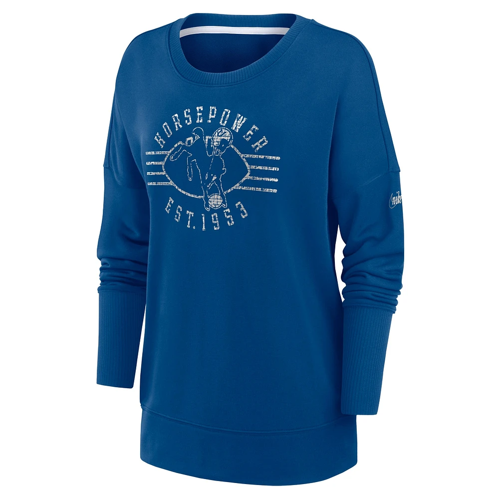 Women's Nike Royal Indianapolis Colts Rewind Playback Icon Performance Pullover Sweatshirt