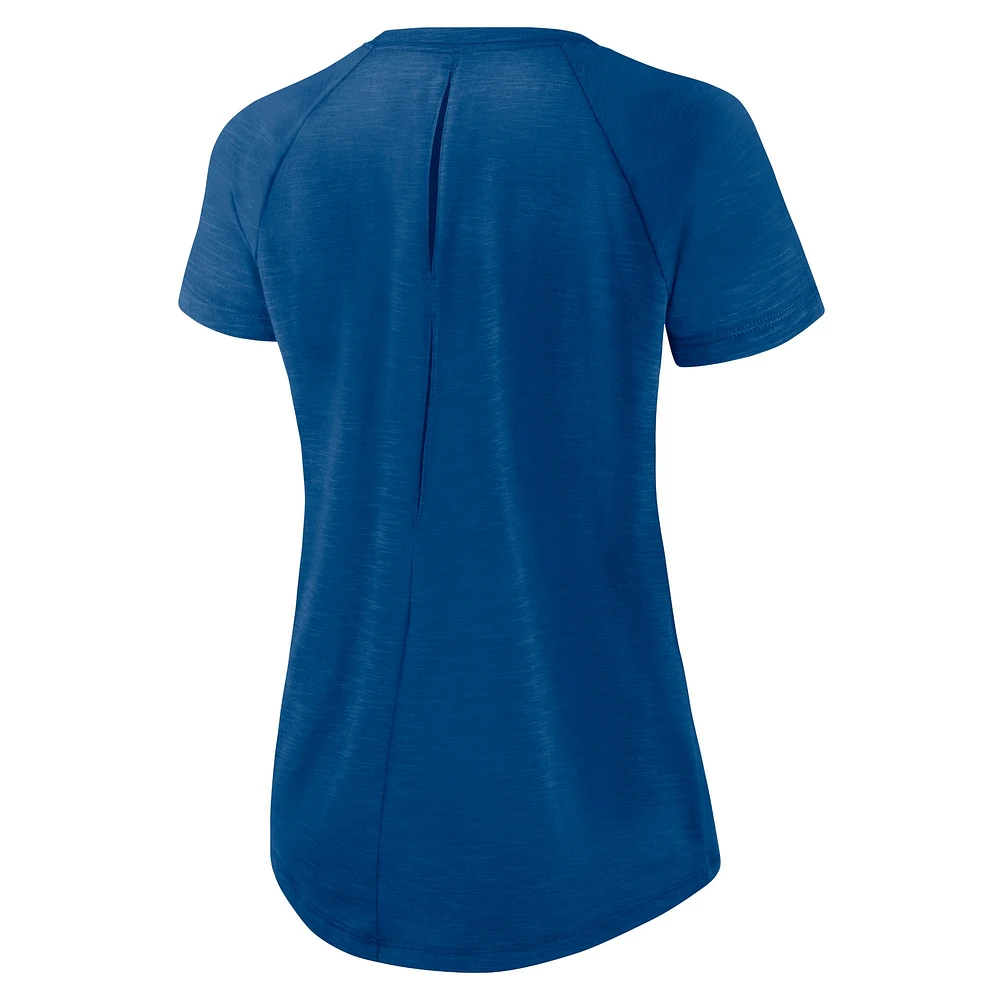 T-shirt Nike Heather Royal Indianapolis Colts Raglan avec fente dans le dos pour femme