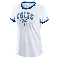 Women's Nike White Indianapolis Colts Rewind Ringer Tri-Blend T-Shirt