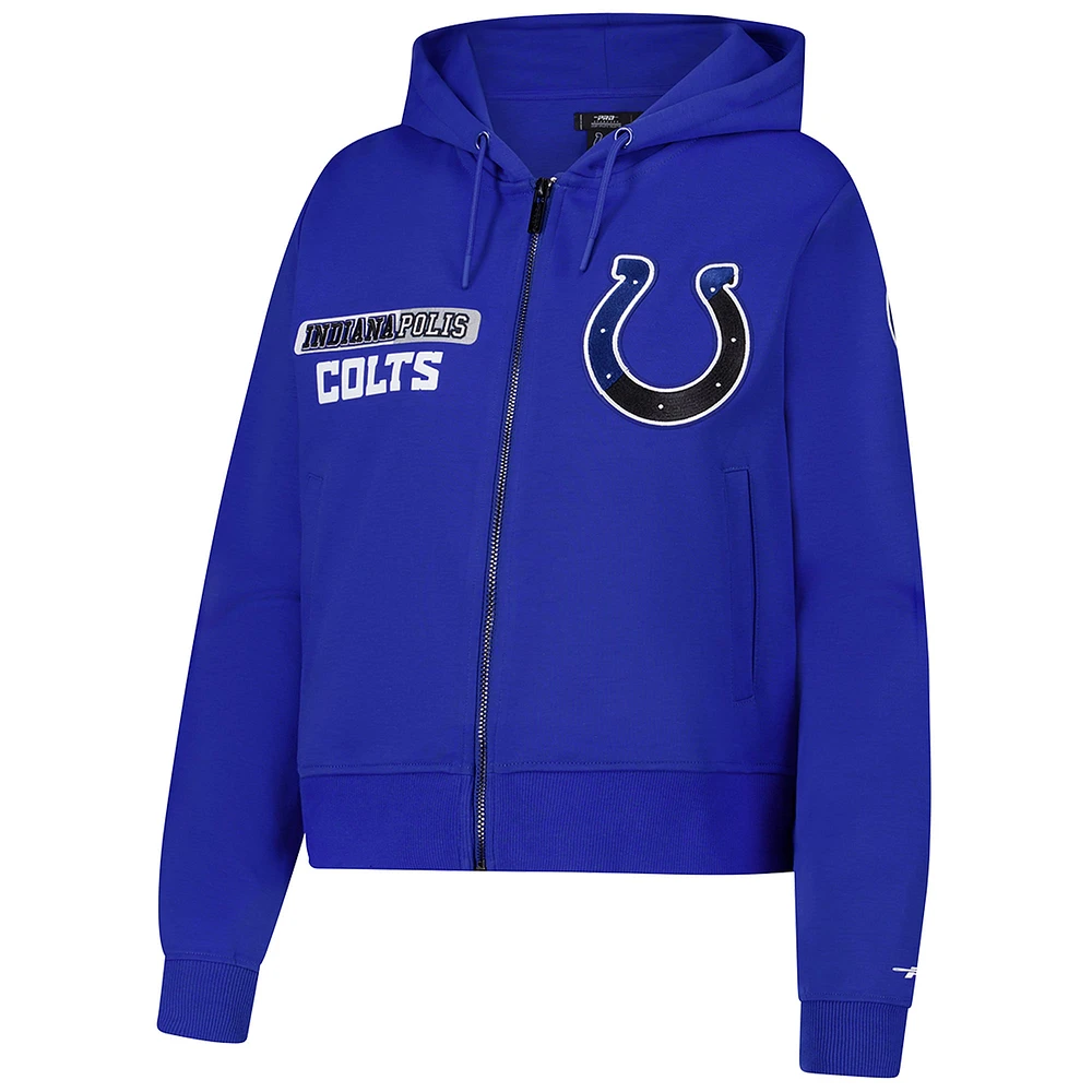 Women's Pro Standard Royal Indianapolis Colts Split Logo Full-Zip Hoodie