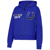 Women's Pro Standard Royal Indianapolis Colts Split Logo Full-Zip Hoodie