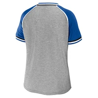 Women's WEAR by Erin Andrews Heather Gray Indianapolis Colts Cropped Raglan Throwback V-Neck T-Shirt