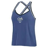 Women's WEAR by Erin Andrews Royal Indianapolis Colts Cross Strap Tri-Blend Tank Top