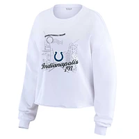 Women's WEAR by Erin Andrews White Indianapolis Colts Postcard Cropped Long Sleeve Top
