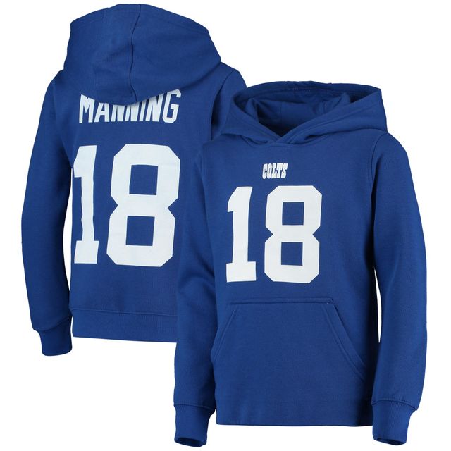 Mitchell & Ness Peyton Manning Royal Indianapolis Colts Nom et numéro du joueur retraité Pull à capuche
