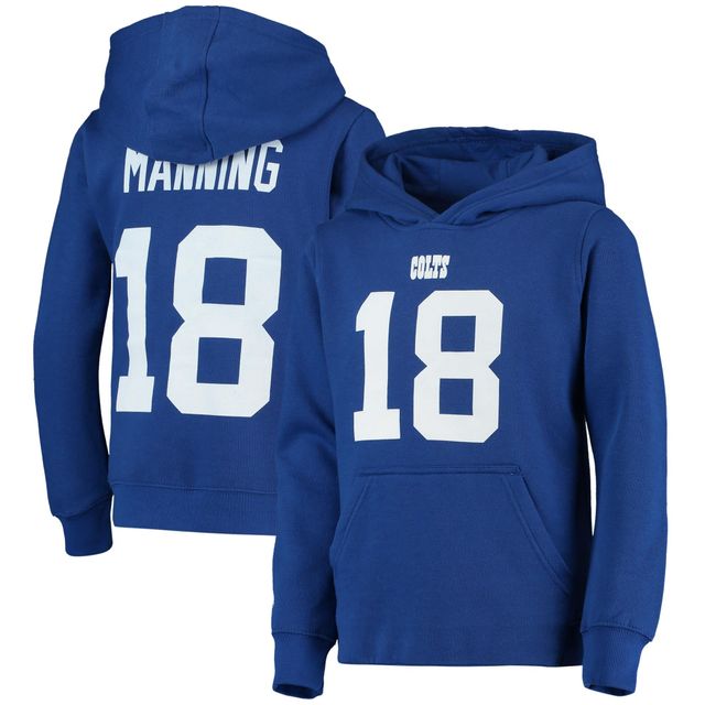 Mitchell & Ness Peyton Manning Royal Indianapolis Colts Nom et numéro du joueur retraité Pull à capuche