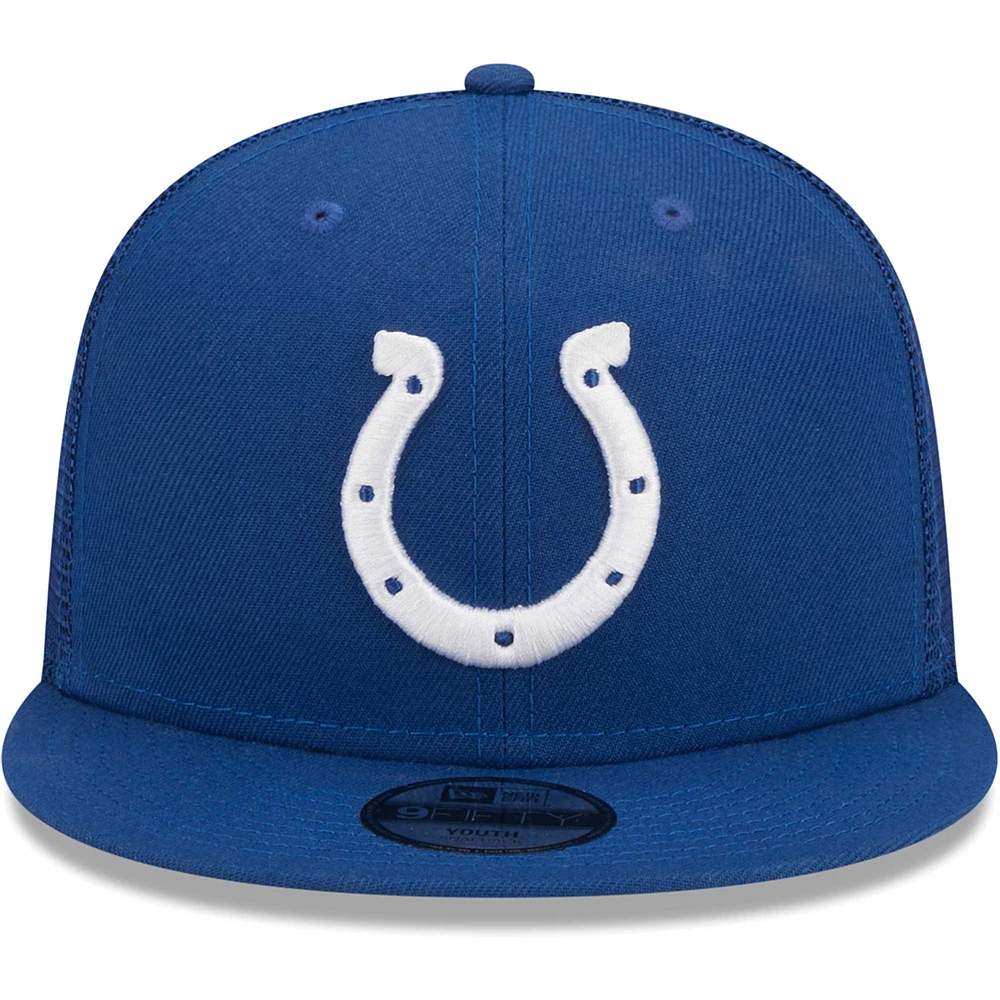 Youth New Era Royal Indianapolis Colts  Main Trucker 9FIFTY Snapback Hat