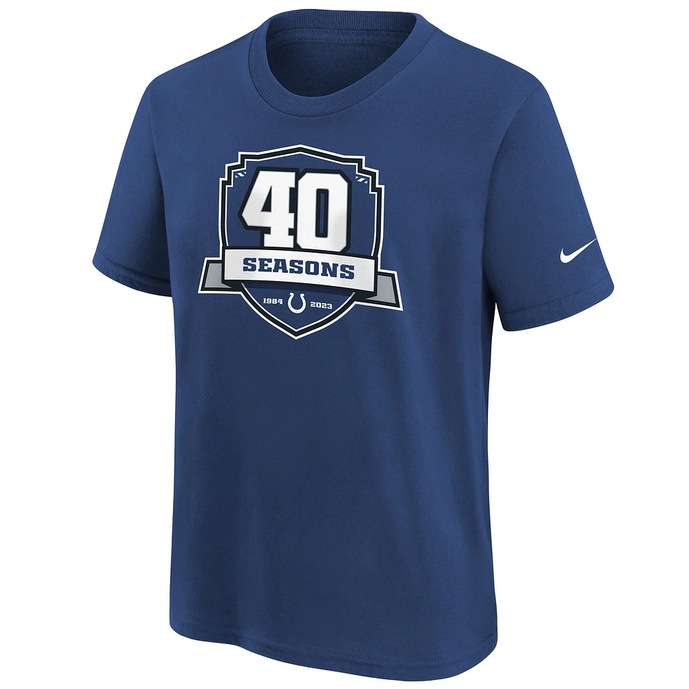 T-shirt Nike Indianapolis Colts 40e anniversaire bleu pour jeune