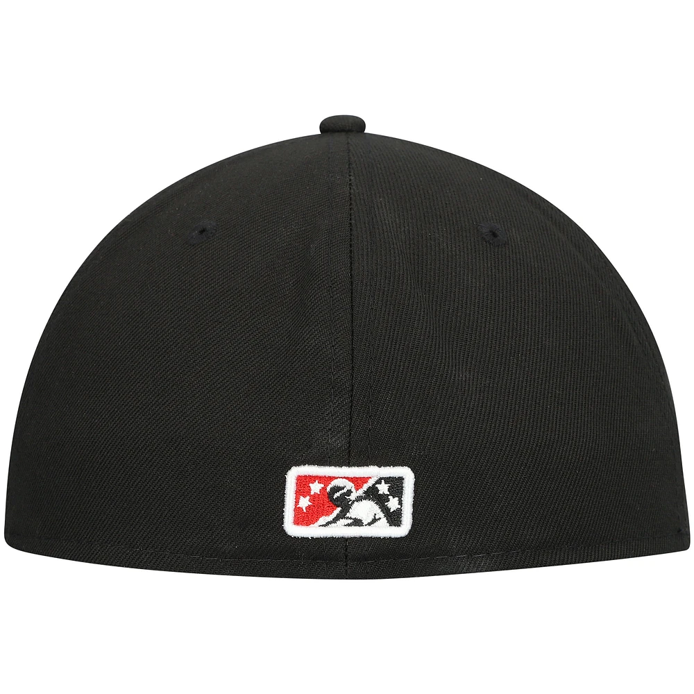 Men's New Era Black Indianapolis Indians Authentic Collection Road 59FIFTY Fitted Hat