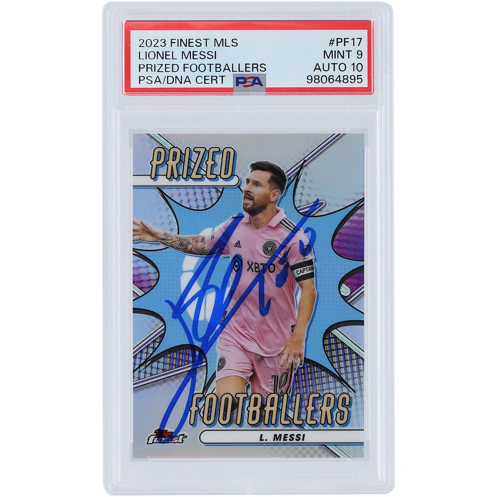 Lionel Messi Inter Miami CF Autographed 2023 Topps Finest MLS Prized Footballers #PF-17 PSA Authenticated 9/10 Card