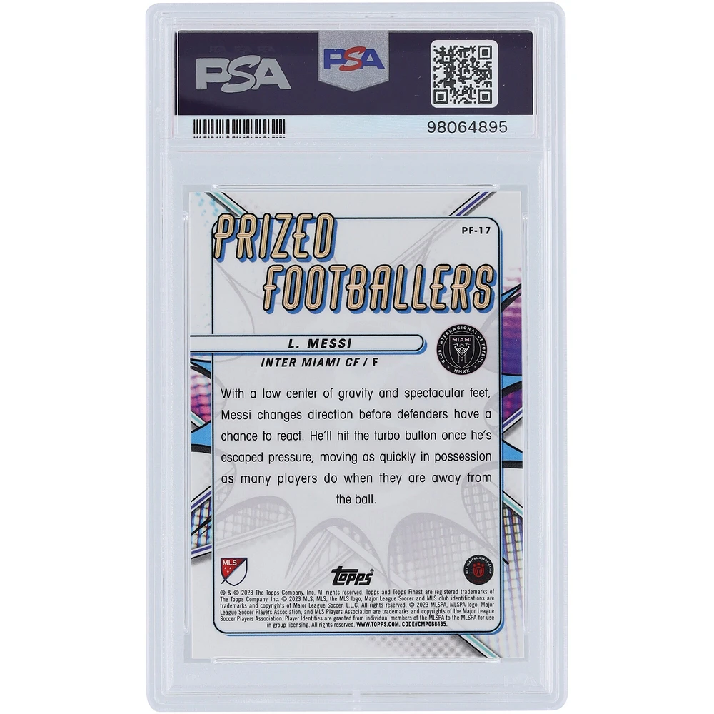 Lionel Messi Inter Miami CF Autographed 2023 Topps Finest MLS Prized Footballers #PF-17 PSA Authenticated 9/10 Card