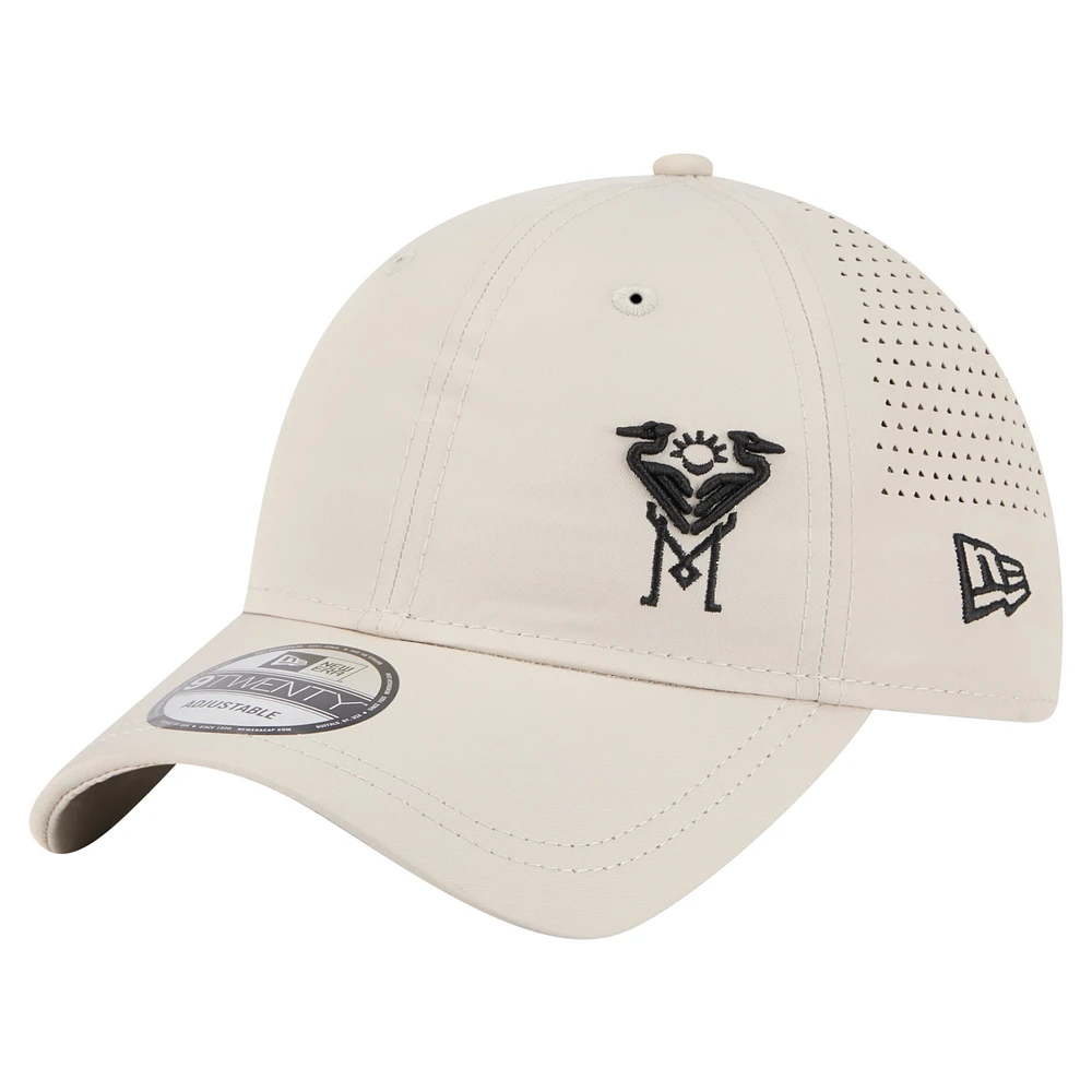 Men's New Era Tan Inter Miami CF Active 9TWENTY Adjustable Hat