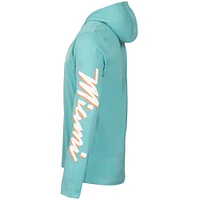 T-shirt à capuche décontracté manches longues pour hommes, bleu sarcelle, Inter Miami CF Vice Script
