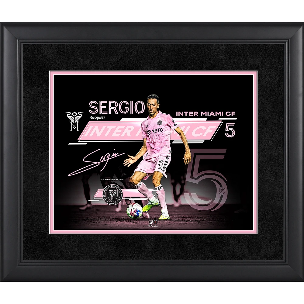 Sergio Busquets Inter Miami CF Facsimile Signature Framed 11" x 14" Collage