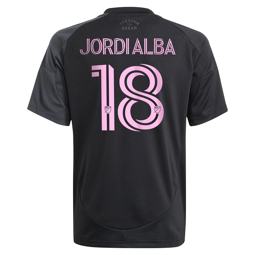 Youth adidas Jordi Alba Ramos Black Inter Miami CF 2025 The Fortitude Kit Replica Player Jersey