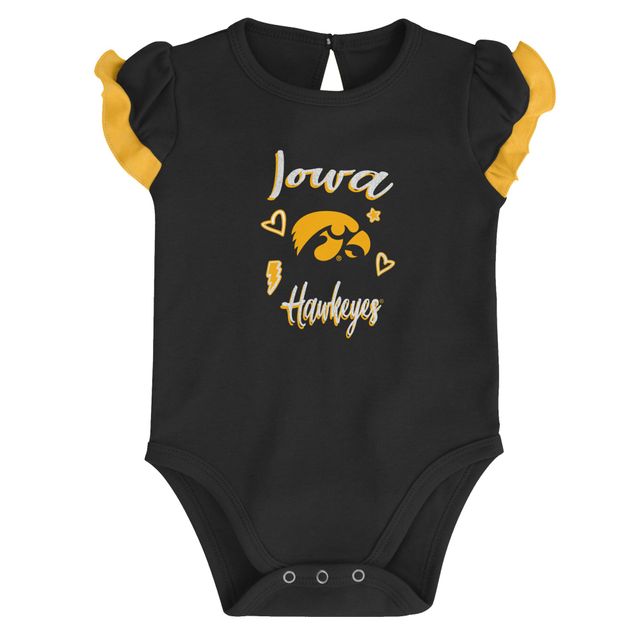 Ensemble de body deux pièces Iowa Hawkeyes Too Much Love pour nouveau-né et nourrisson noir/doré