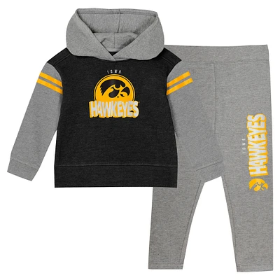 Ensemble sweat à capuche et leggings pour filles de l'école maternelle Black Iowa Hawkeyes