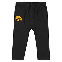 Infant Black Iowa Hawkeyes Double Up Long Sleeve Bodysuit & Pant Set