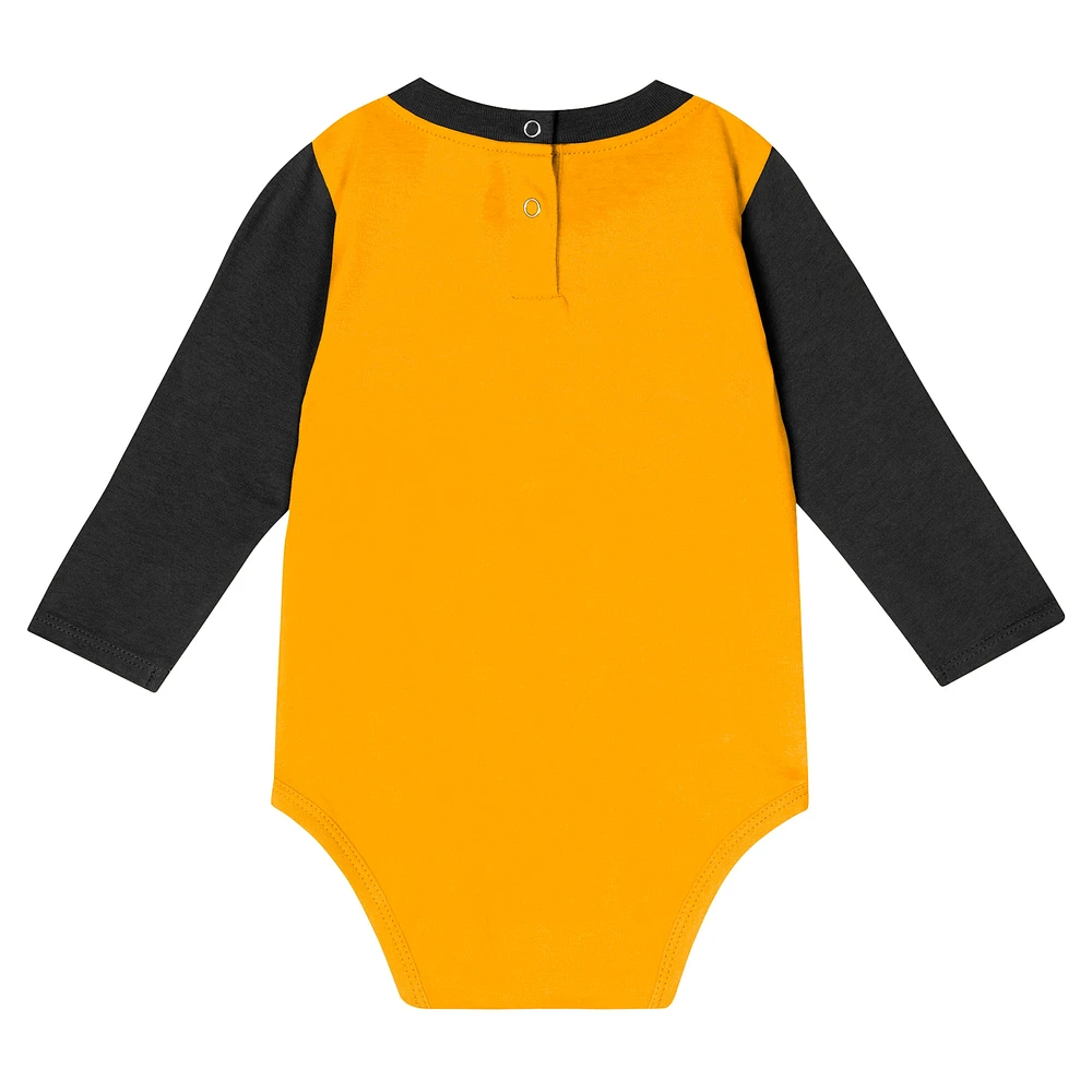 Infant Black Iowa Hawkeyes Double Up Long Sleeve Bodysuit & Pant Set