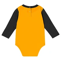 Infant Black Iowa Hawkeyes Double Up Long Sleeve Bodysuit & Pant Set