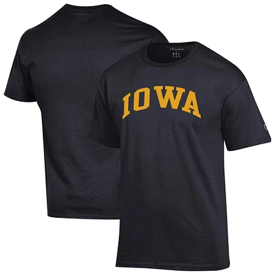 T-shirt noir basique Arch Champion pour homme des Iowa Hawkeyes