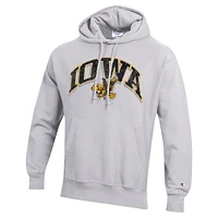 Men's Champion Gray Iowa Hawkeyes Vault Late Night Reverse Weave Pullover Hoodie