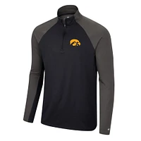 Men's Colosseum Black/Charcoal Iowa Hawkeyes Two Yutes Raglan Quarter-Zip Windshirt