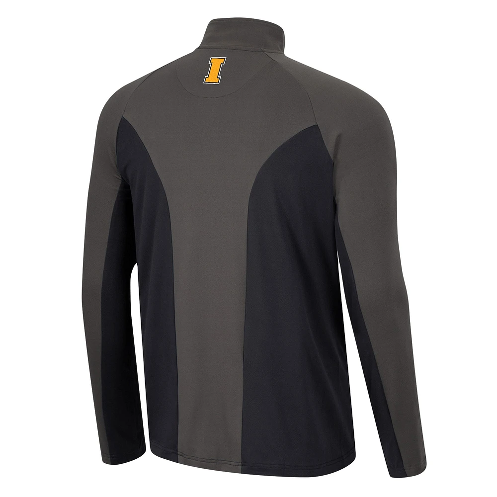 Men's Colosseum Black/Charcoal Iowa Hawkeyes Two Yutes Raglan Quarter-Zip Windshirt