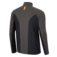 Men's Colosseum Black/Charcoal Iowa Hawkeyes Two Yutes Raglan Quarter-Zip Windshirt