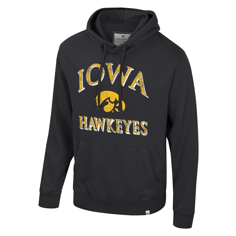 Sweat à capuche colosseum black iowa hawkeyes pour homme avec grosse casquette e-tan