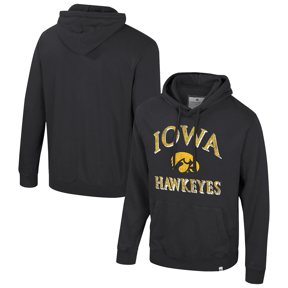 Sweat à capuche colosseum black iowa hawkeyes pour homme avec grosse casquette e-tan