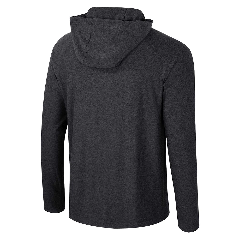 Men's Colosseum Black Iowa Hawkeyes Cloud Jersey Raglan Long Sleeve Hoodie T-Shirt