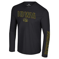 Men's Colosseum Black Iowa Hawkeyes Color Pop Active Blend 2-Hit Long Sleeve T-Shirt