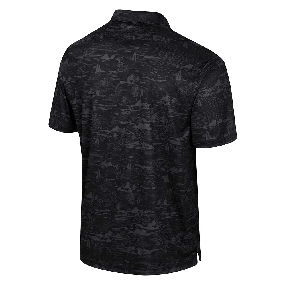 Men's Colosseum Black Iowa Hawkeyes Daly Print Polo