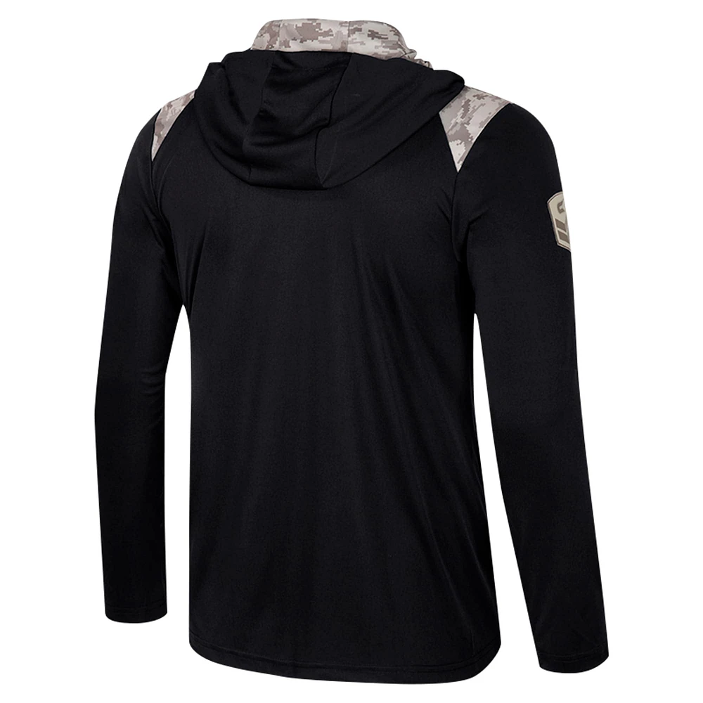 Men's Colosseum Black Iowa Hawkeyes OHT Military Appreciation Quarter-Zip Hoodie Jacket
