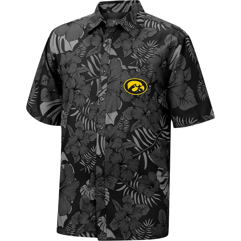 Colosseum Black Iowa Hawkeyes The Dude Camp Chemise boutonnée pour homme
