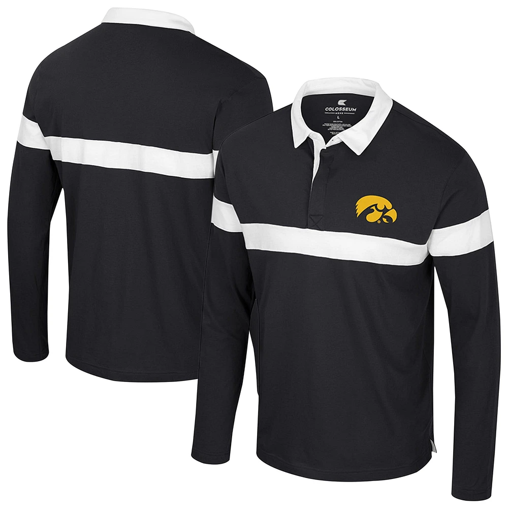 Polo à manches longues pour homme Colosseum Black Iowa Hawkeyes Too Cool For School