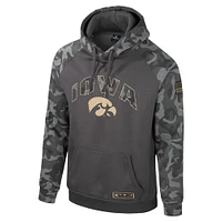 Men's Colosseum Charcoal Iowa Hawkeyes OHT Military Appreciation Camo Raglan Pullover Hoodie