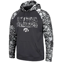 Men's Colosseum Charcoal Iowa Hawkeyes OHT Military Appreciation Digital Camo Pullover Hoodie