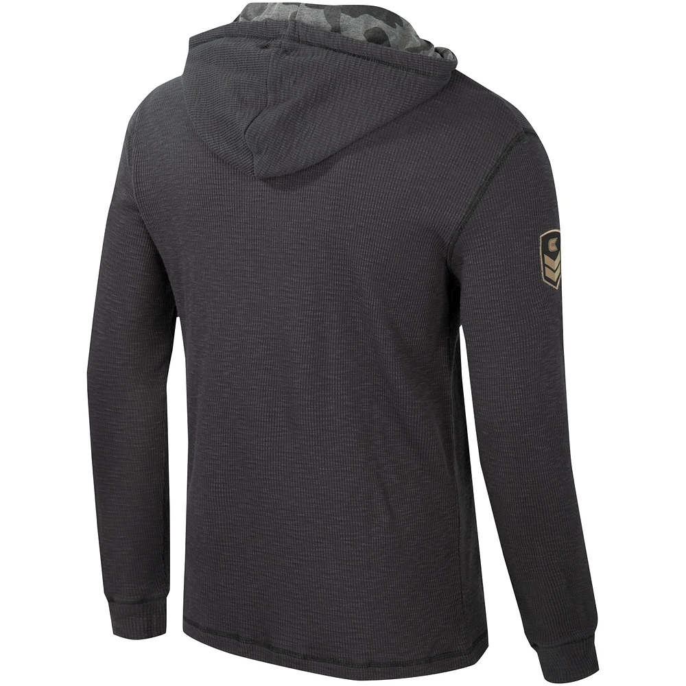 Men's Colosseum Charcoal Iowa Hawkeyes OHT Military Appreciation Henley Pullover Hoodie