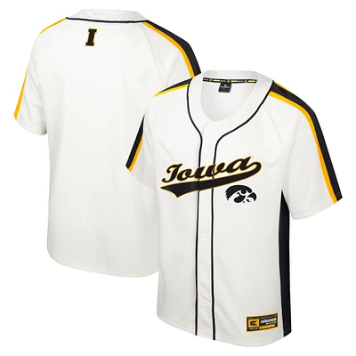Men's Colosseum Cream Iowa Hawkeyes Ruth Button-Up Baseball Jersey