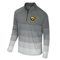 Men's Colosseum  Gray Iowa Hawkeyes AI Striped Mesh Quarter-Zip Raglan Windshirt