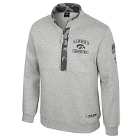 Men's Colosseum Heather Gray Iowa Hawkeyes OORAH OHT Military Appreciation Fleece Quarter-Zip Jacket